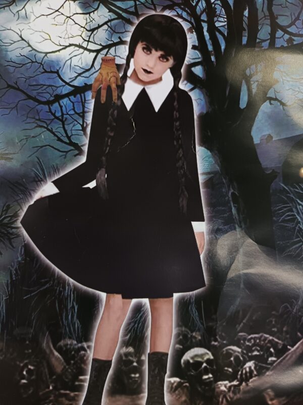 Wednesday Addams Family Cosplay Dress up Costume with Hand/thing included